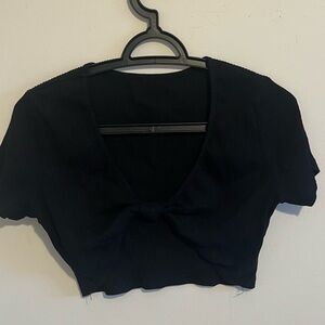 Black tie up crop